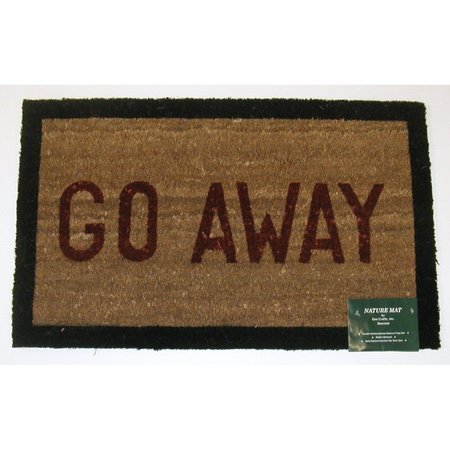 GEO CRAFTS Geo Crafts G146 GO AWAY 18 x 30 in. PVC Backed Stencilled Doormat; Go Away with Black Border & Red Print G146 GO AWAY